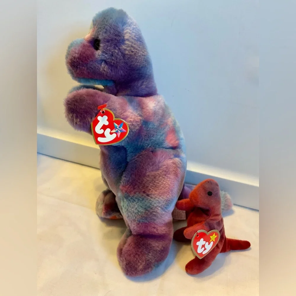 Ty Rex beanie buddy and teenie beanie pair